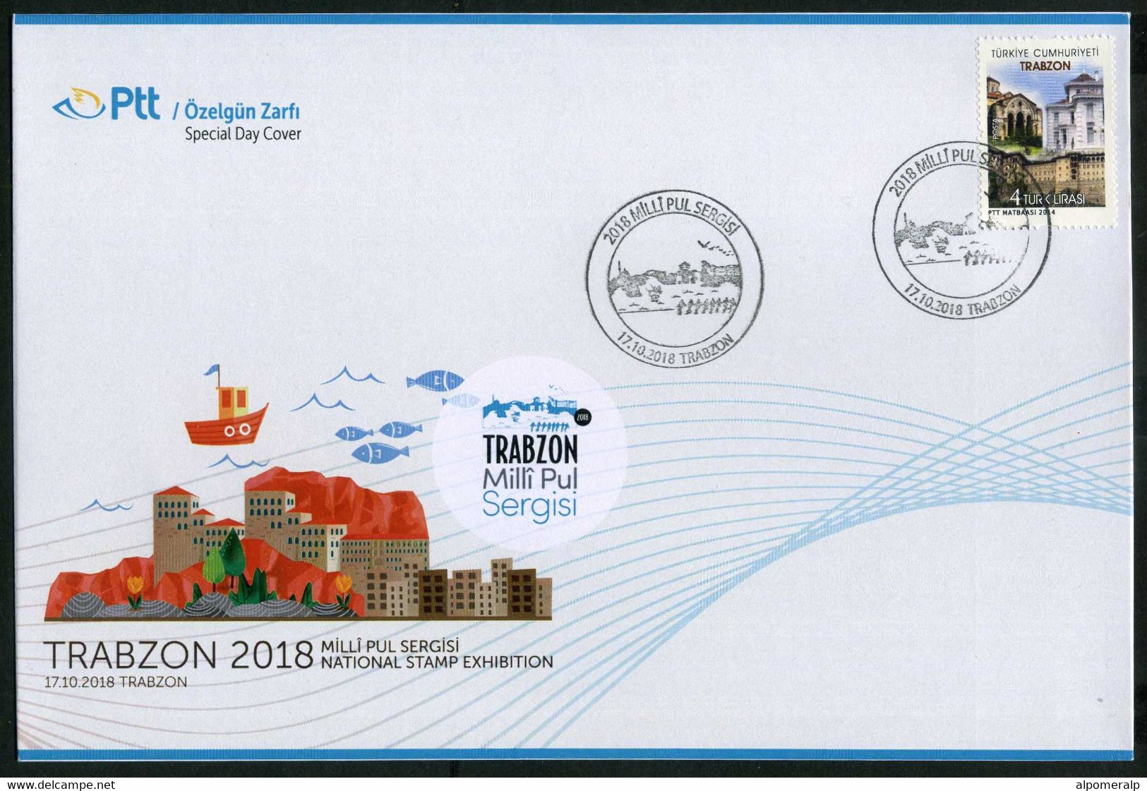 Türkiye 2018 National Stamp Exhibition, Trabzon, Special Cover - Brieven En Documenten