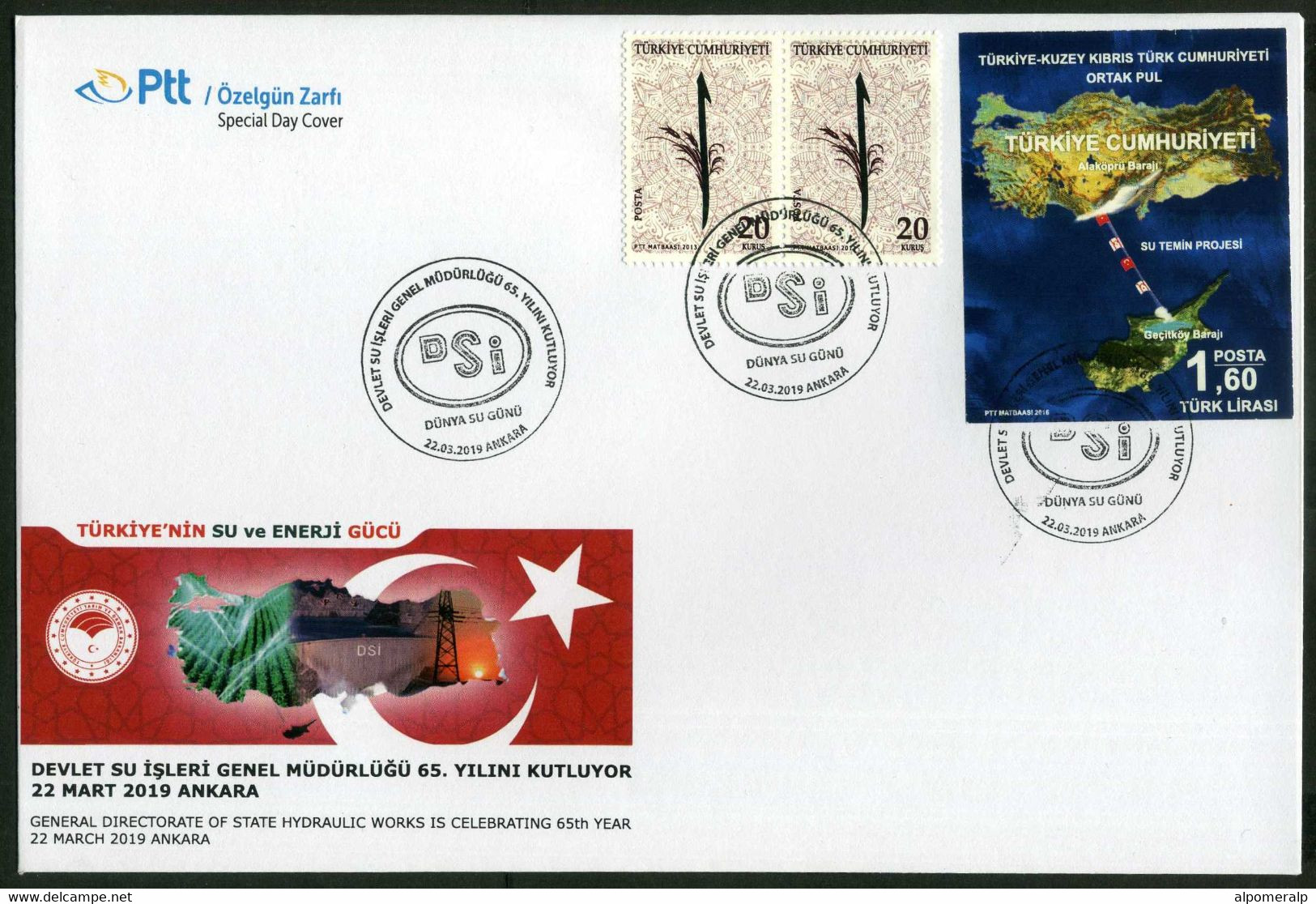 Türkiye 2019 State Hydraulic Works, Special Cover - Lettres & Documents