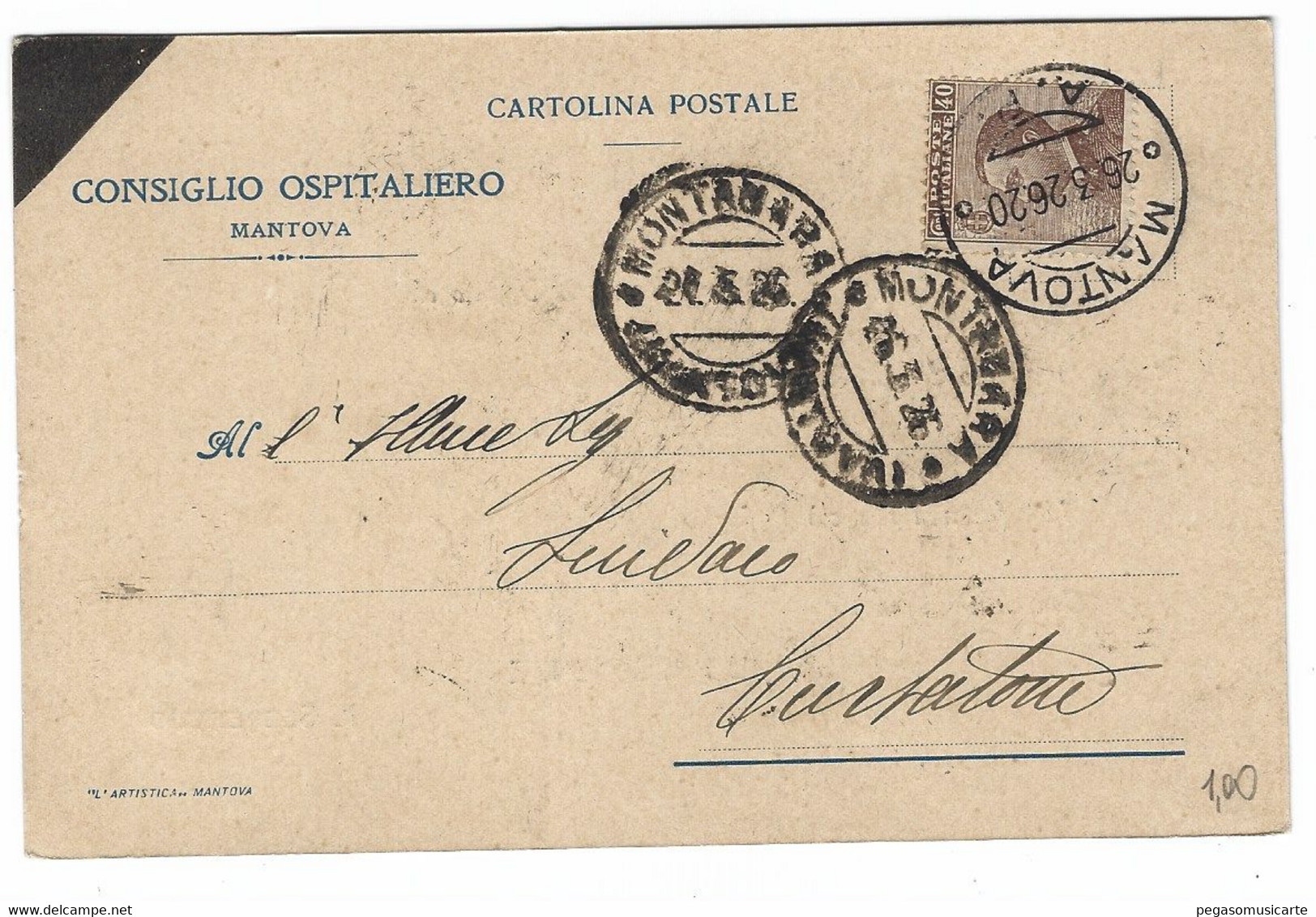 14708 - CONSIGLIO OSPITALIERO MANTOVA A CURTATONE 1926 LETTERA COMMERCIALE STORIA POSTALE - Italia