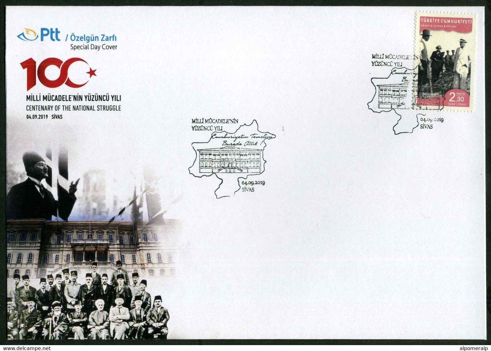 Türkiye 2019 Centenary Of The National Struggle, Sivas, Special Cover - Brieven En Documenten