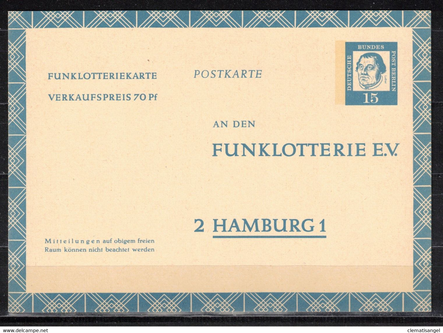 413k * BERLIN * GANZSACHE * FUNKLOTTERIE MIT LUTHER * POSTFRISCH **! - Private Postcards - Mint