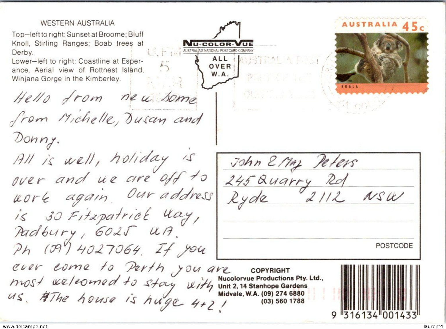 (3 F 20)  Australia - WA - 6 Views (koala Stamp) - Other & Unclassified