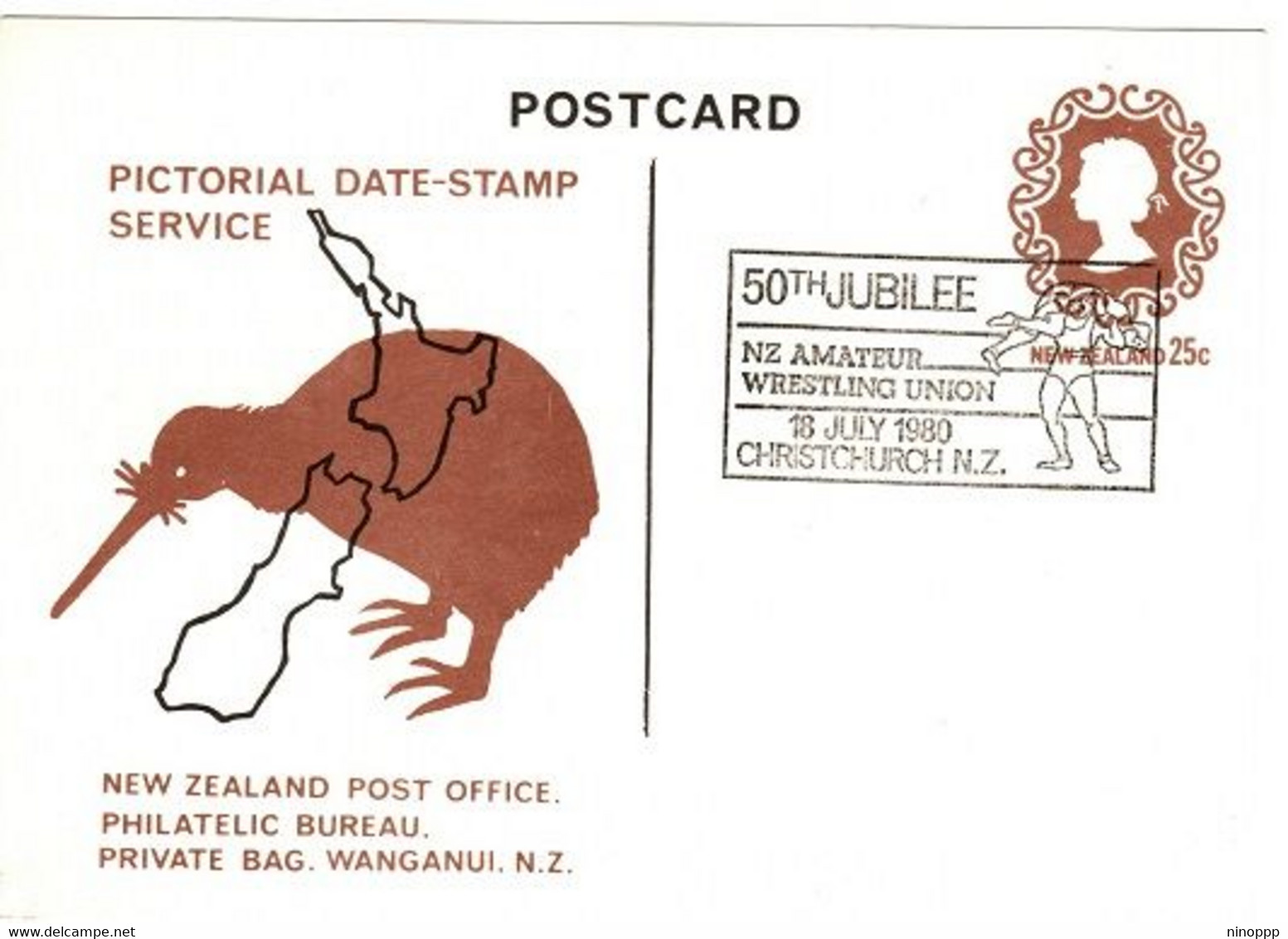 New Zealand  1980 50th Juilee NZ Amateur Wrestling Union,Pictorial Postmark Card - Brieven En Documenten