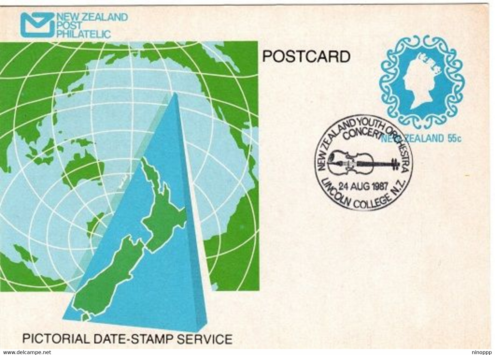 New Zealand  1987 Youth Orchestra,Pictorial Postmark Card - Brieven En Documenten