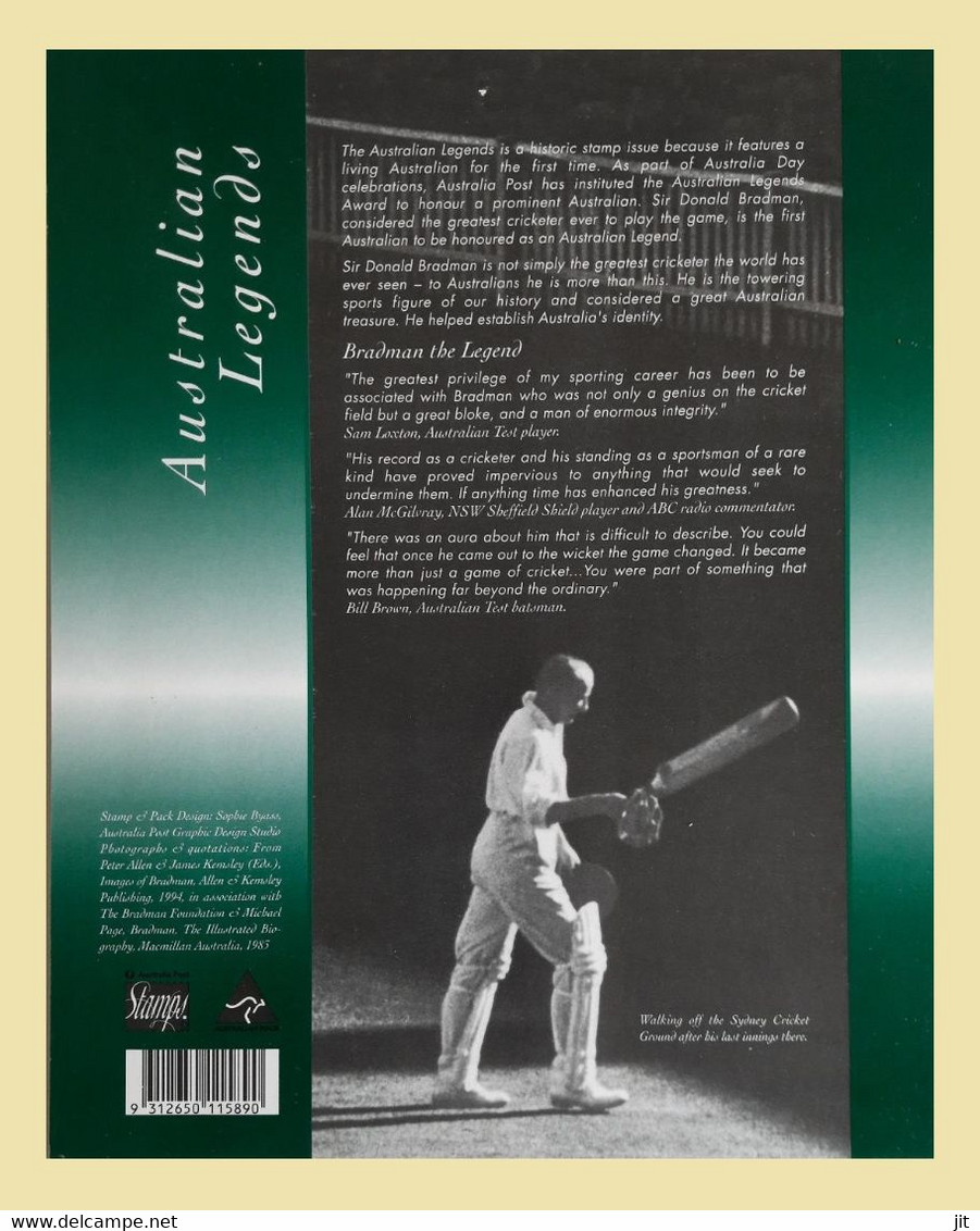 166. AUSTRALIA  STAMP PRESENTATION PACK, AUSTRALIAN LEGEND, SIR DON BRADMAN .MNH - Ganze Bögen & Platten