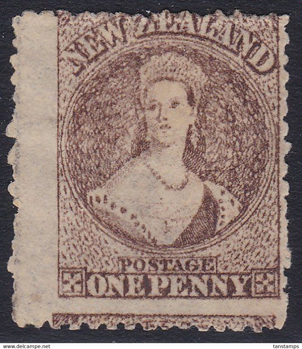 NZ CHALON 1d BROWN FFQ P12.5 MH OG. - Unused Stamps