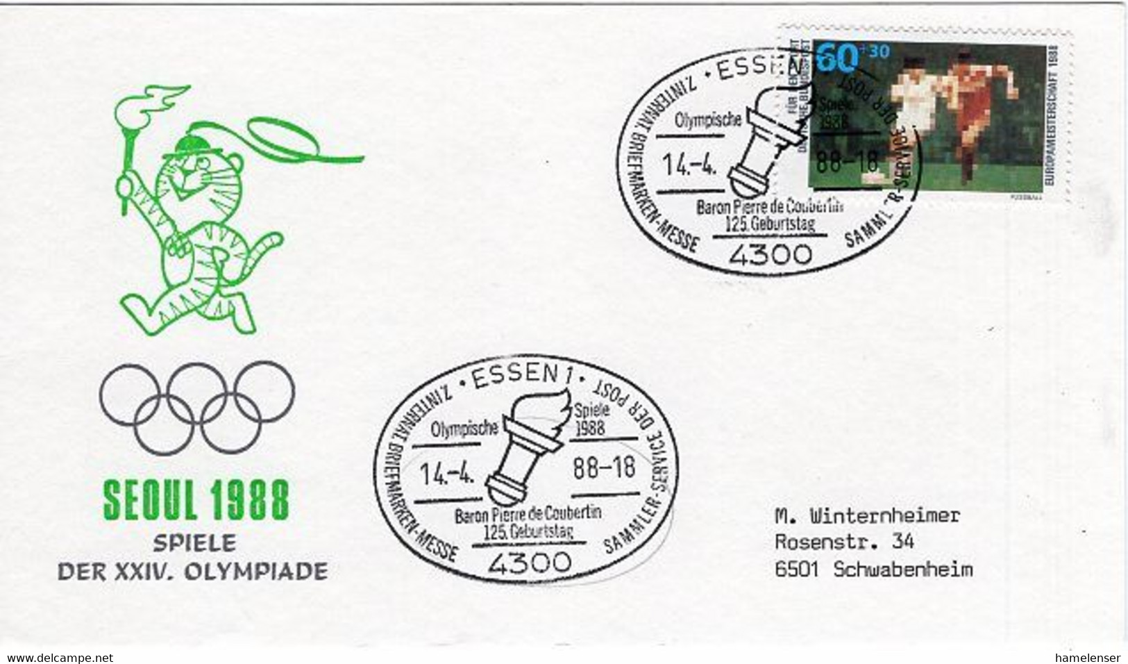 50689 - Bund - 1988 - Bf. M. SoStpl. ESSEN - OLYMPISCHE SPIELE 1988 -> Schwabenheim - Sommer 1988: Seoul