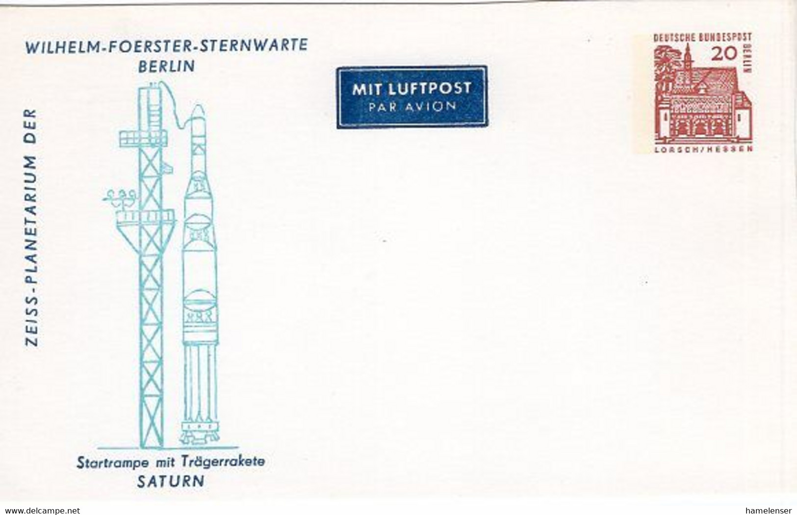 50691 - Berlin - 1965 - 20Pfg. Kl. Bauten PLpGAKte. "Traegerrakete Saturn", Ungebr. - Europe