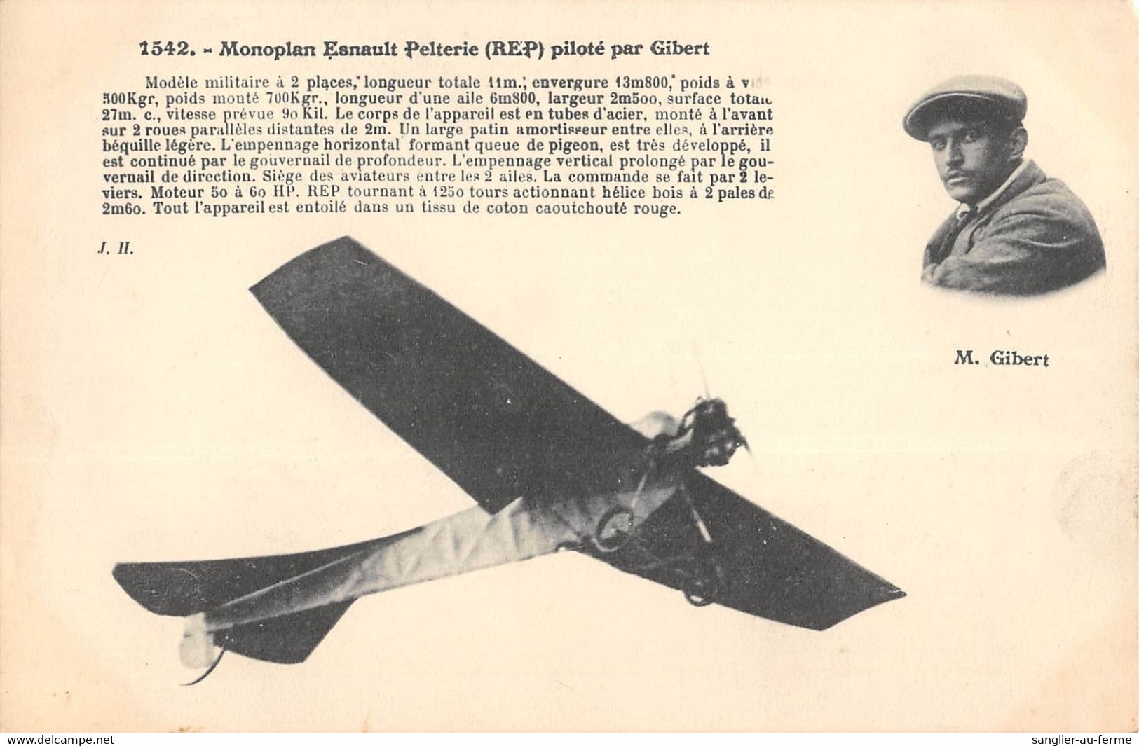 CPA AVIATION MONOPLAN ESNAULT PELTERIE PILOTE PAR GIBERT - ....-1914: Precursors