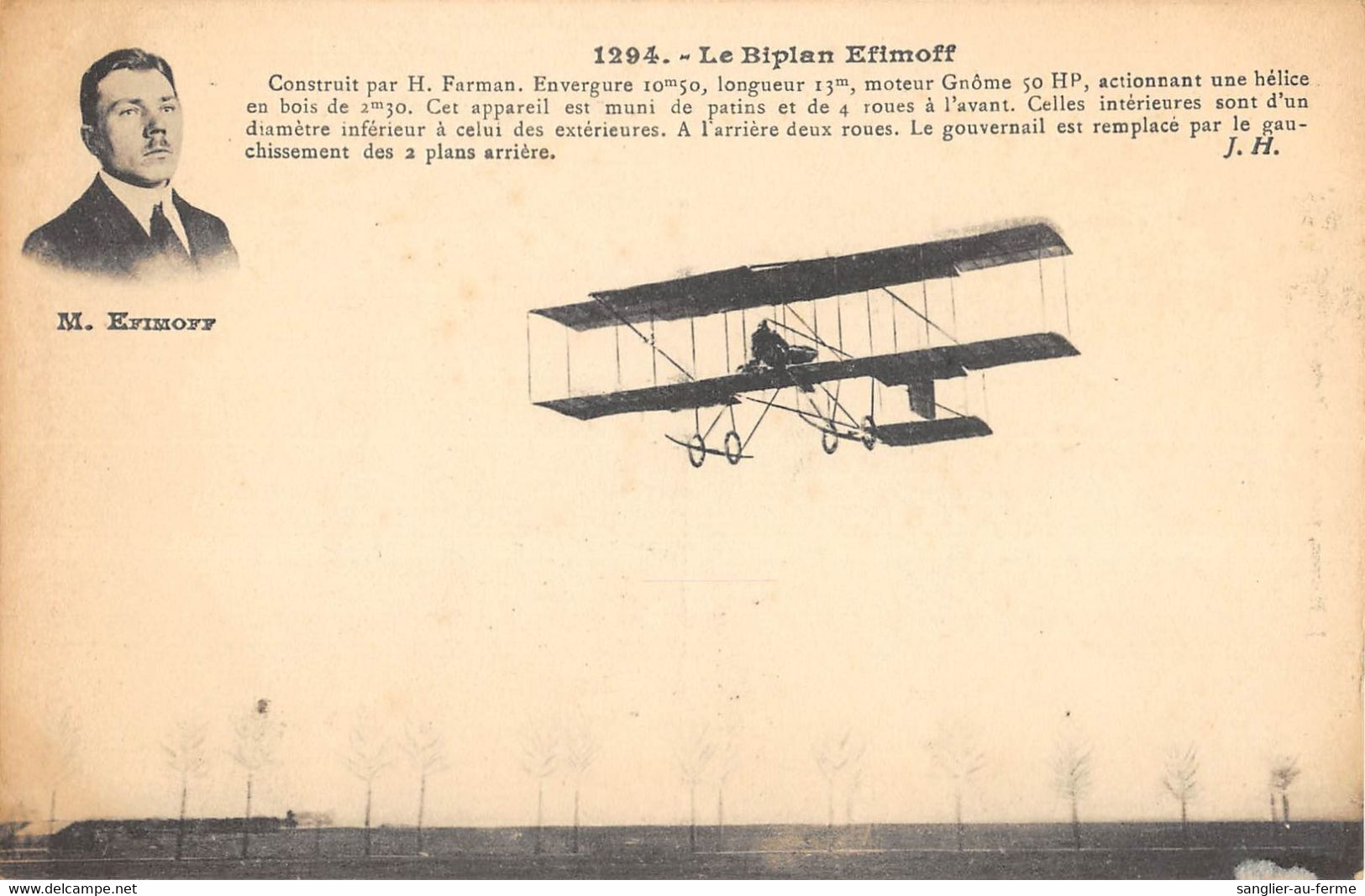 CPA AVIATION BIPLAN EFIMOFF - ....-1914: Precursores