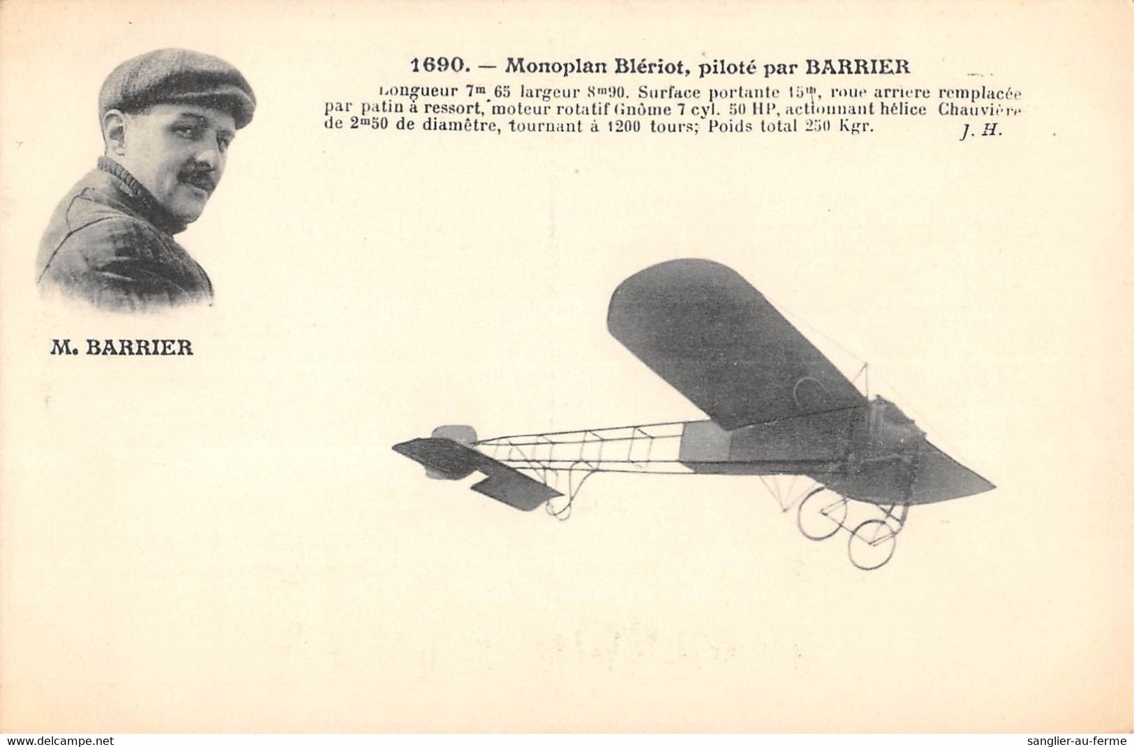 CPA AVIATION MONOPLAN BLERIOT PILOTE PAR BARRIER - ....-1914: Precursors