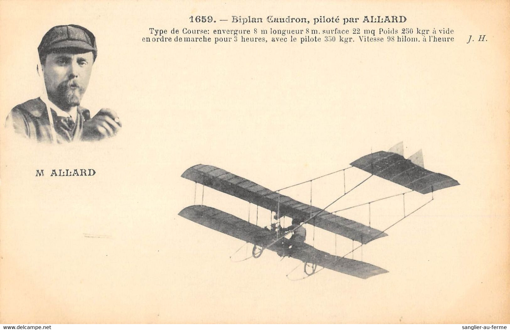 CPA AVIATION BIPLAN CAUDRON PILOTE PAR ALLARD - ....-1914: Précurseurs