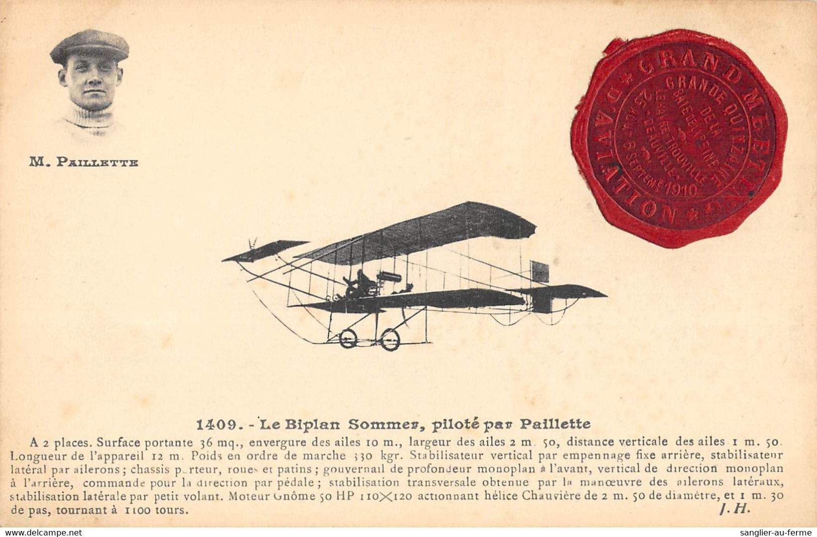 CPA AVIATION LE BIPLAN SOMMER PILOTE PAR PAILLETTE - ....-1914: Precursors