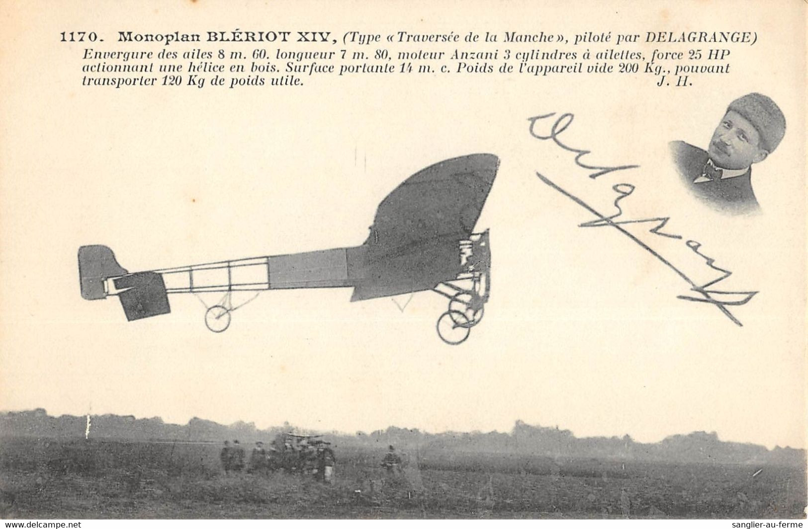 CPA AVIATION MONOPLAN BLERIOT XIV TYPE TRAVERSEE DE LA MANCHE PILOTE PAR DELAGRANGE - ....-1914: Precursors