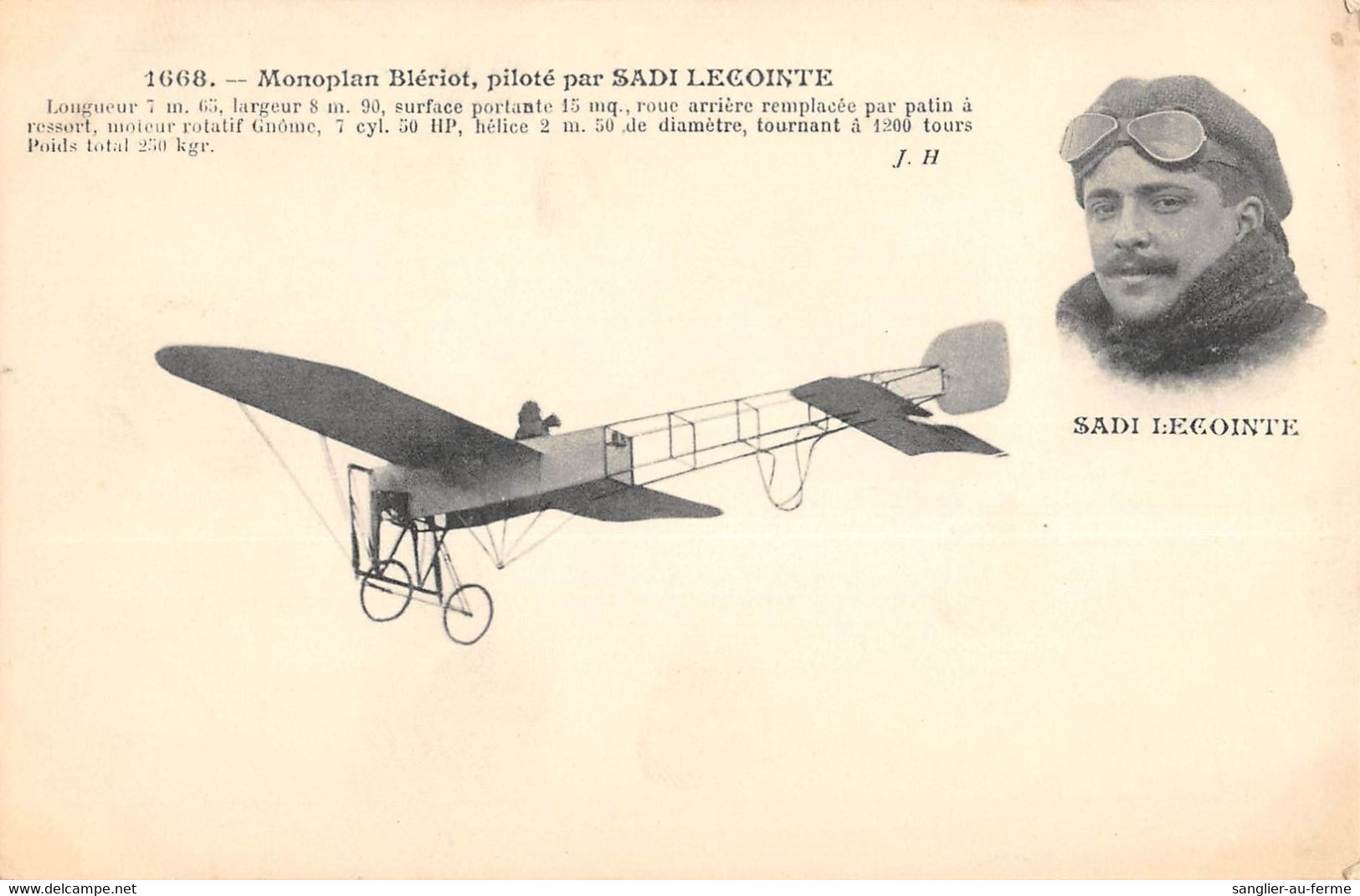 CPA AVIATION MONOPLAN BLERIOT PILOTE PAR LECOINTE - ....-1914: Precursors