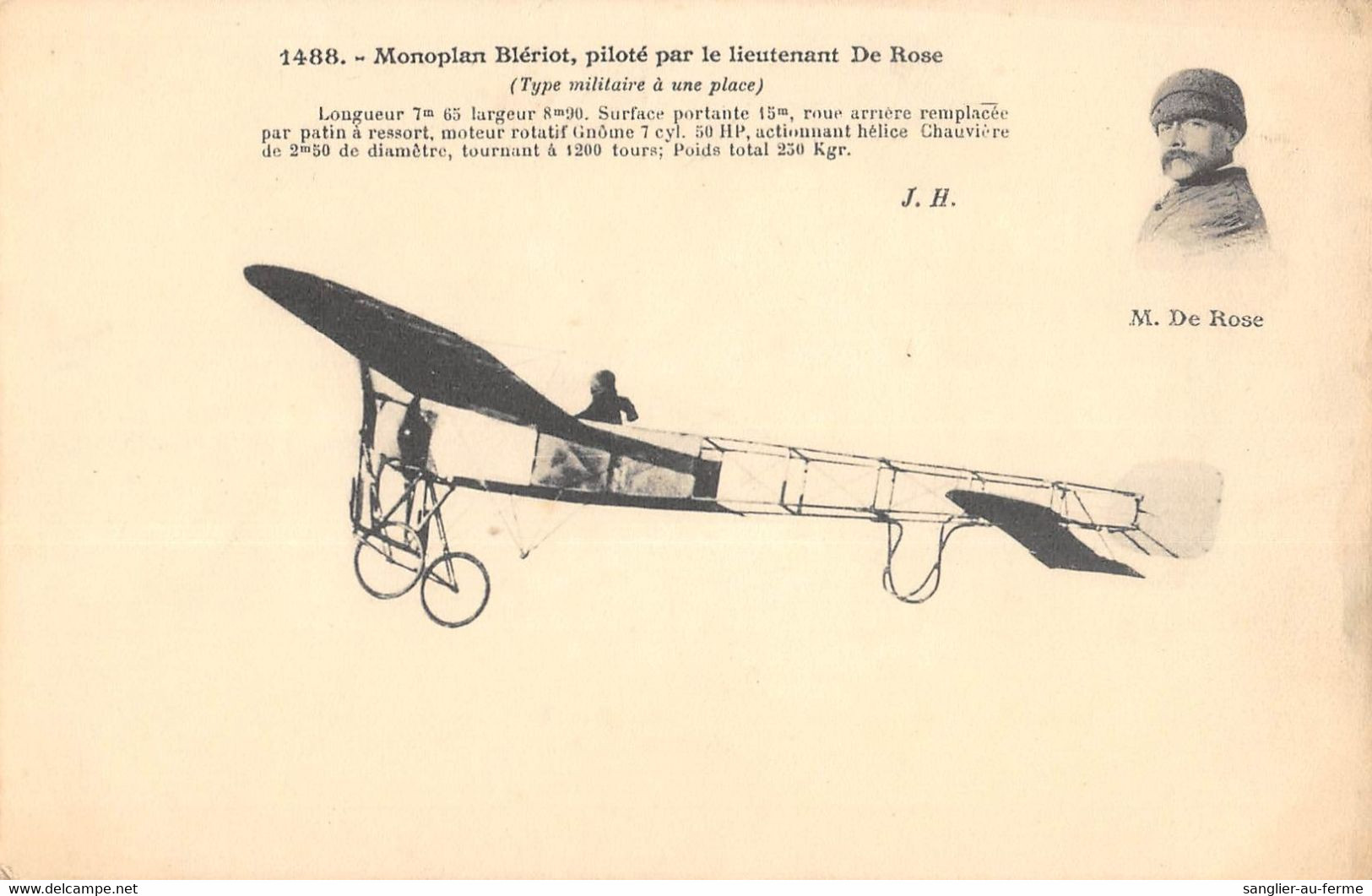 CPA AVIATION MONOPLAN BLERIOT PILOTE PAR LE LIEUTENANT DE ROSE - ....-1914: Vorläufer