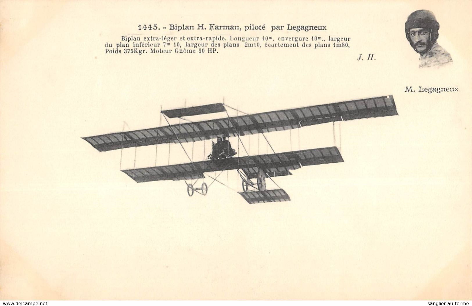 CPA AVIATION BIPLAN H.FARMAN PILOTE PAR LEGAGNEUX - ....-1914: Precursors