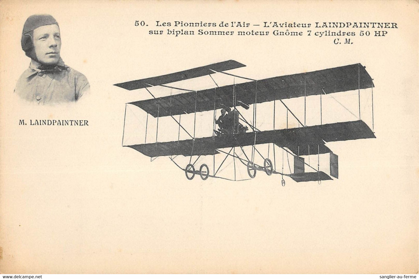 CPA AVIATION LES PIONNIERS DE L'AIR L'AVIATEUR LAINDPAINTNER SUR BIPLAN SOMMER - ....-1914: Vorläufer