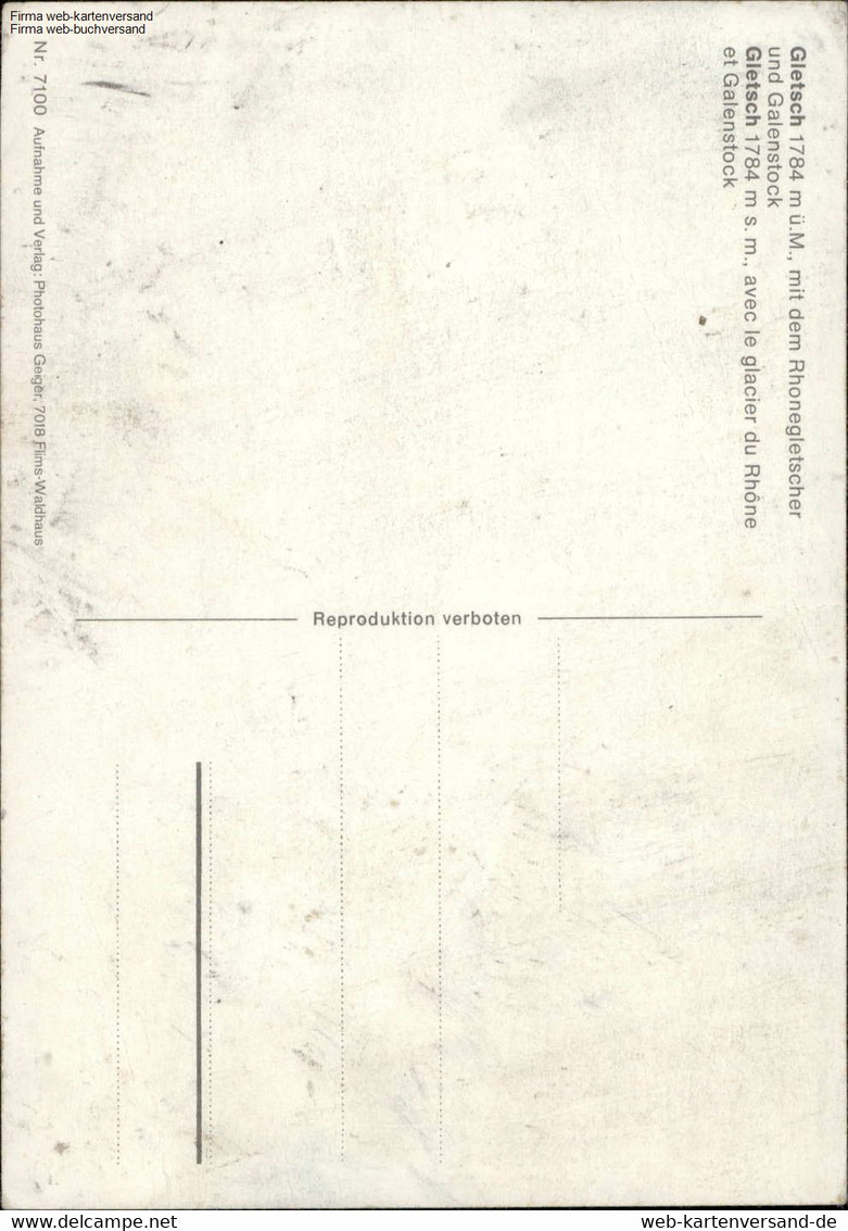 1148820  Gletsch 1784 M ü. M. Mit Dem Rhonengletscher Und Galenstock - Lens