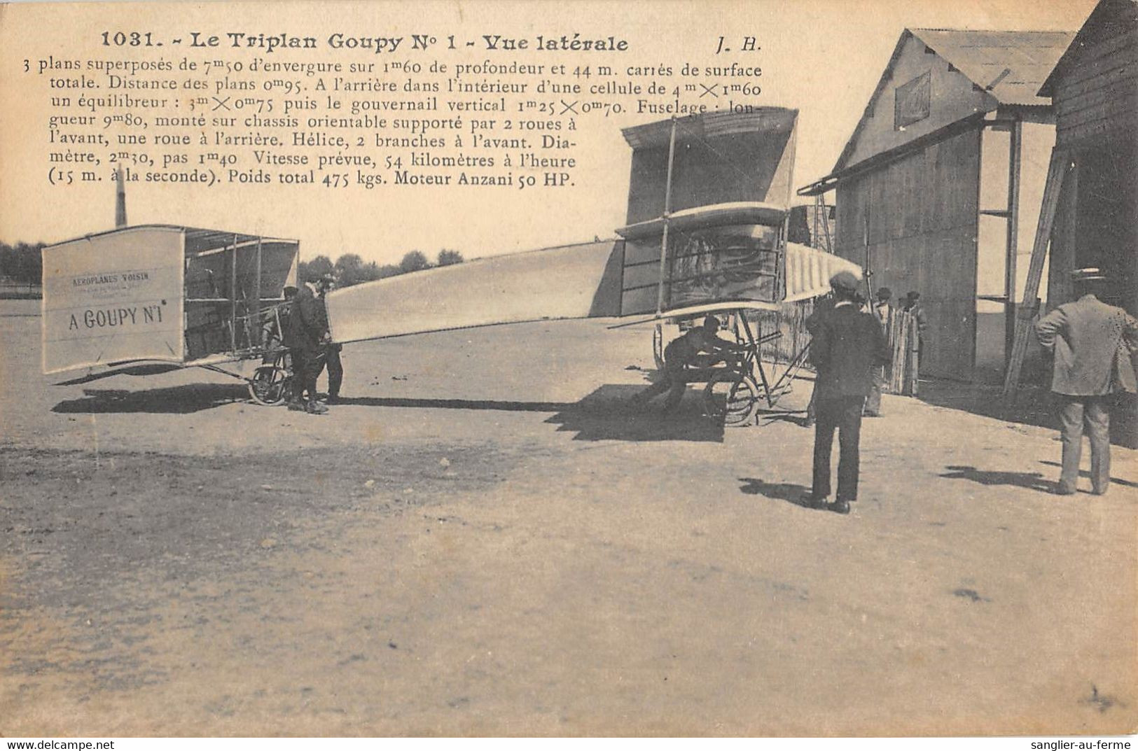 CPA AVIATION LE TRIPLAN GOUPY N°1 VUE LATERALE - ....-1914: Precursori