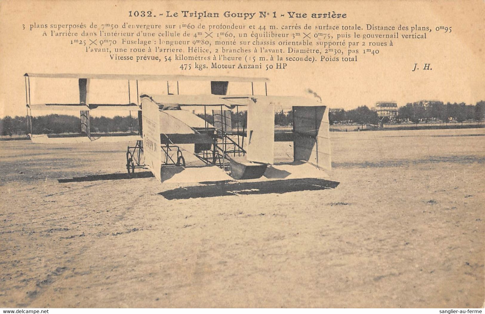 CPA AVIATION LE TRIPLAN GOUPY N°1 VUE ARRIERE - ....-1914: Précurseurs
