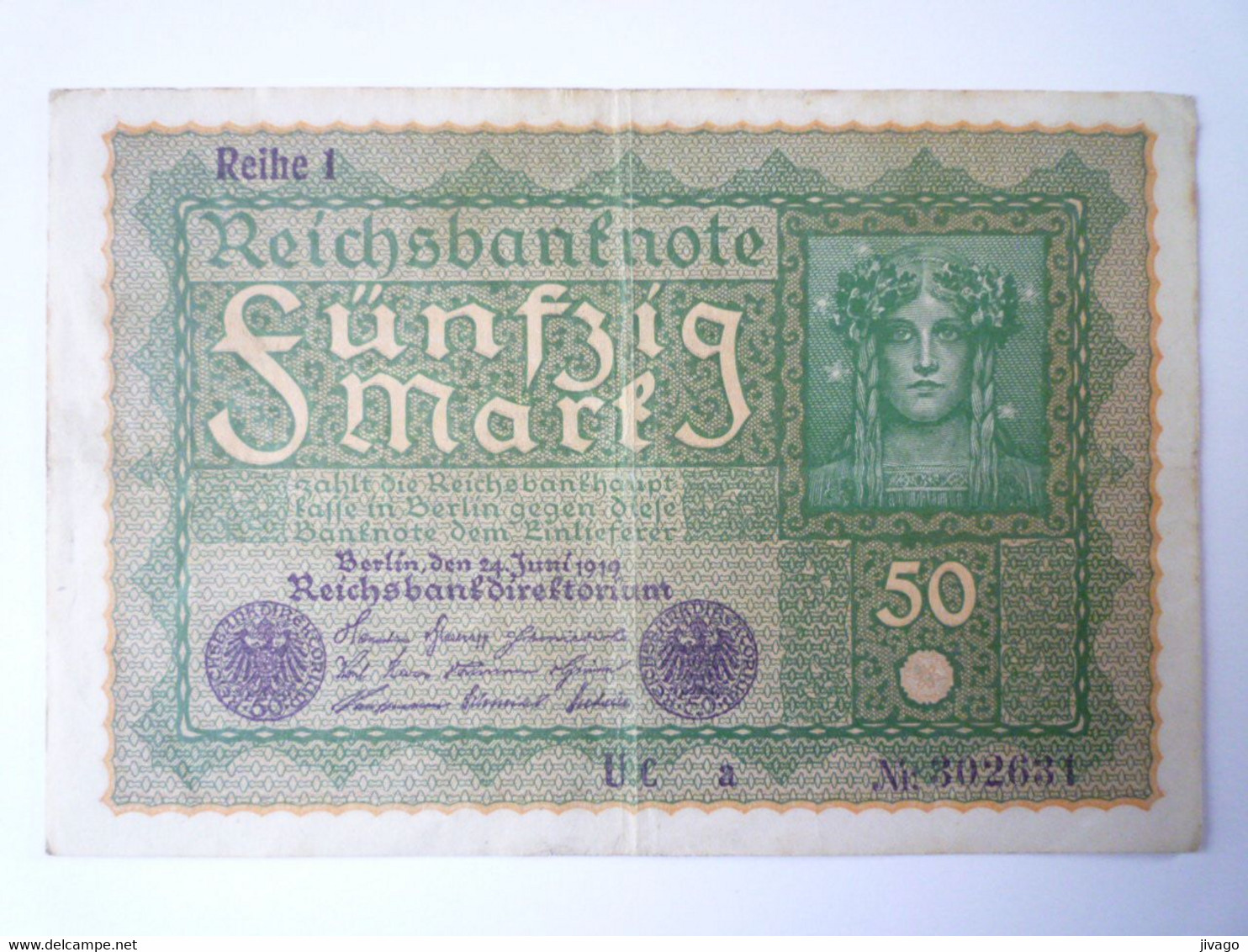 2022 - 546  REICHSBANKNOTE  " FÜNFZIG MARK "  1919   XXX - 50 Mark