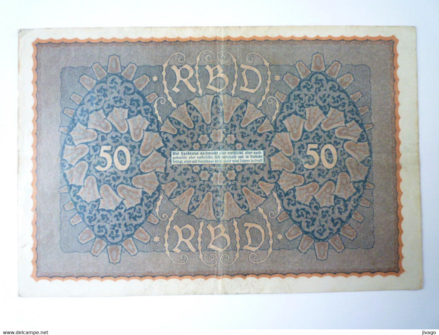 2022 - 546  REICHSBANKNOTE  " FÜNFZIG MARK "  1919   XXX - 50 Mark