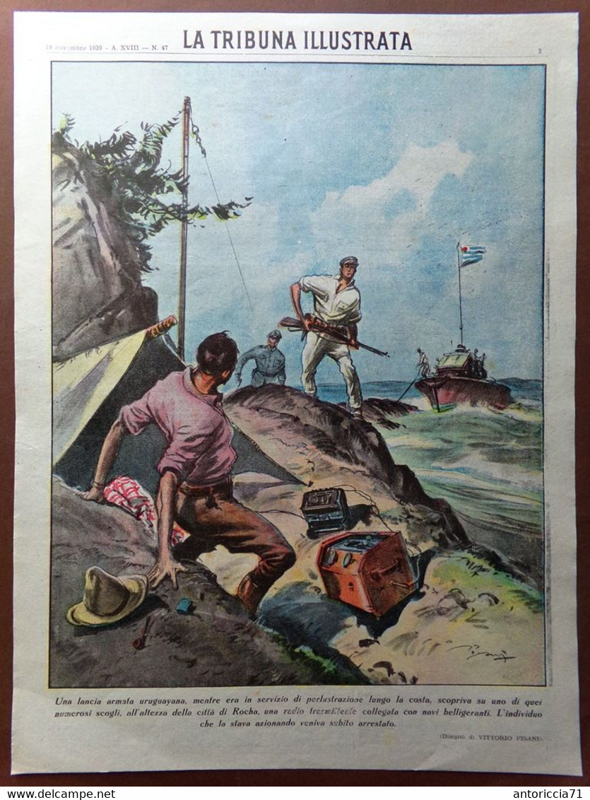 Copertina Tribuna Illustrata Nr. 47 Del 1939 WW2 Rocha Radio Trasmittente Navi - Weltkrieg 1939-45