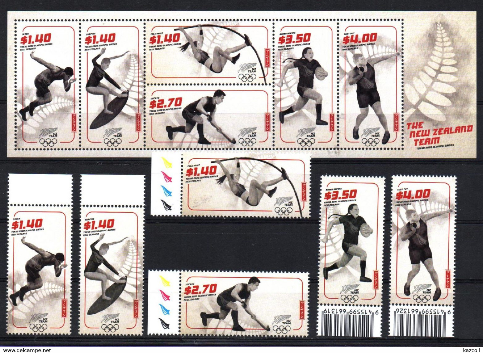 New Zealand 2020. Olympic Games In Tokyo. Athletics. Hockey. Surfing. Rugby. Sport. MNH - Nuovi