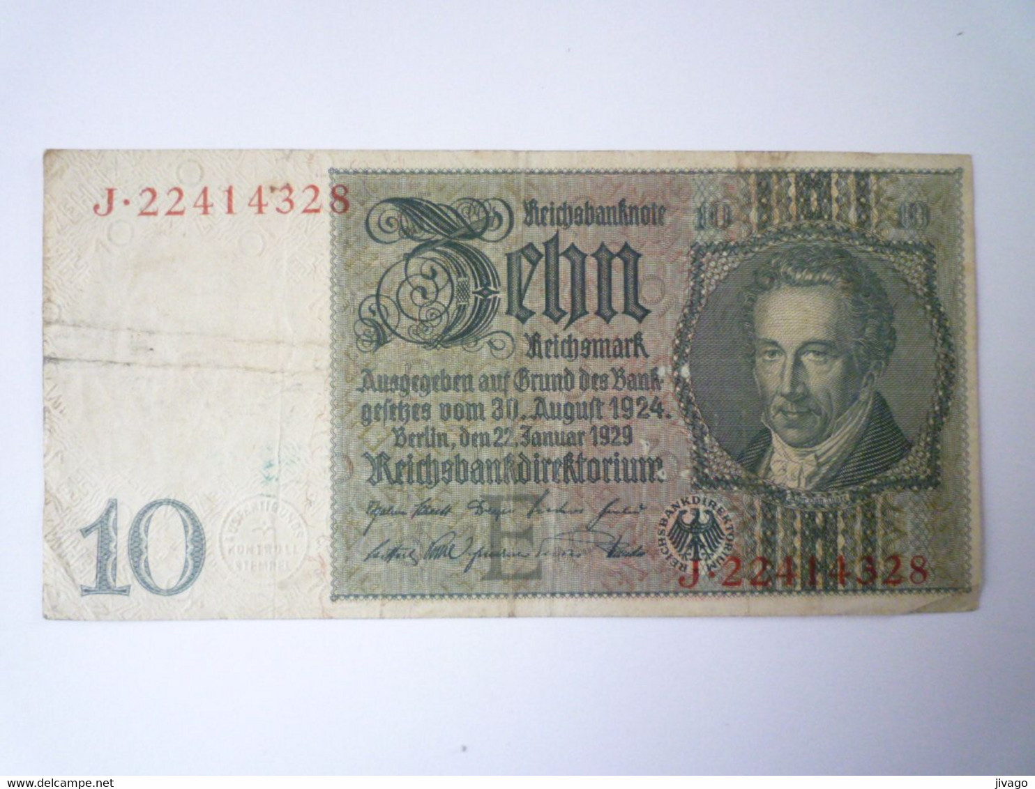 2022 - 548  REICHSBANKNOTE  " FÜNFZIG MARK "  BERLIN DEN 23  JANUAR 1929   XXX - 10 Mark