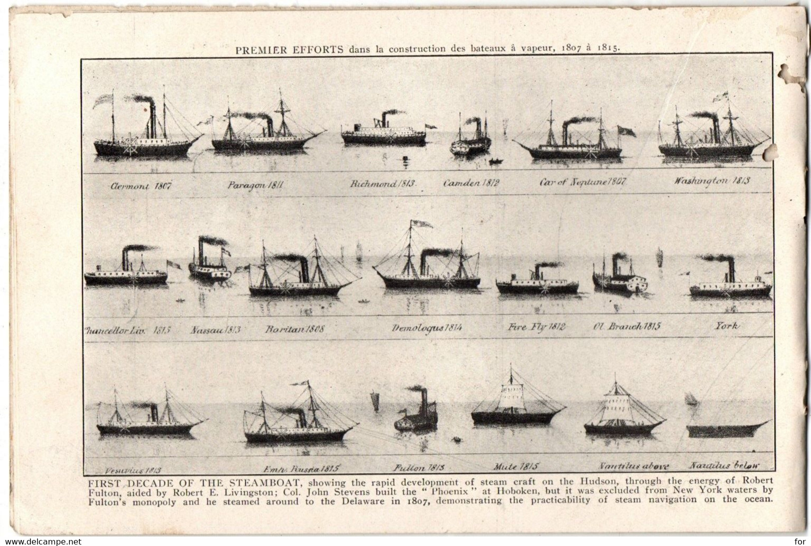 Petit Livre : Transport - Bateau à Vapeur : Hudson River Steamboats - Bateaux à Vapeur Sur La Rivière Hudson : 16 Pages - United States