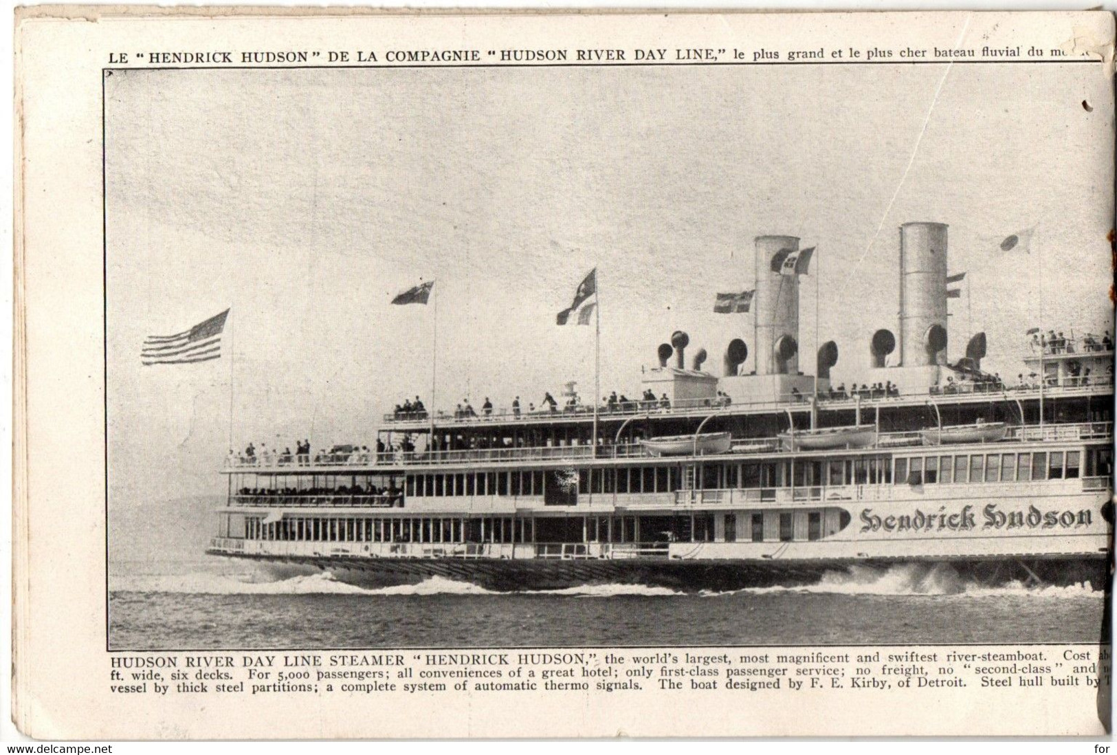 petit livre : Transport - Bateau à vapeur : Hudson river Steamboats - bateaux à vapeur sur la rivière Hudson : 16 Pages