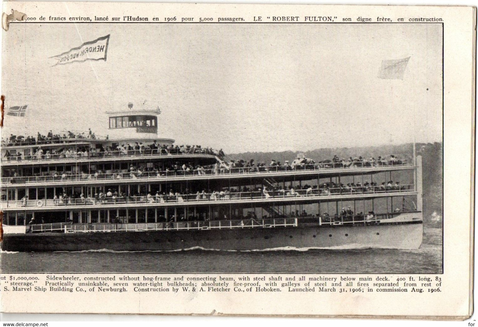petit livre : Transport - Bateau à vapeur : Hudson river Steamboats - bateaux à vapeur sur la rivière Hudson : 16 Pages