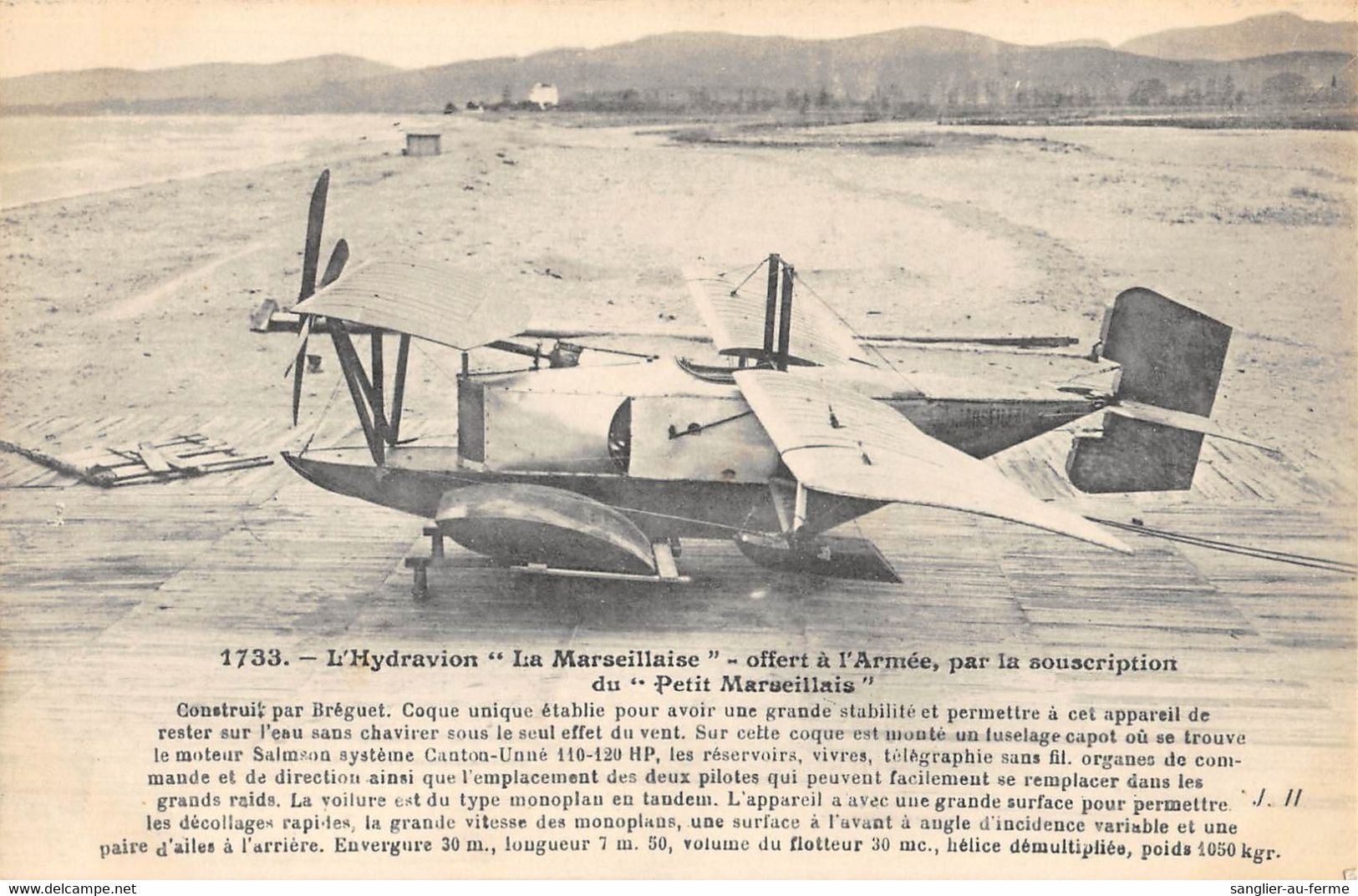 CPA AVIATION L'HYDRAVION LA MARSEILLAISE OFFERT A L'ARMEE - ....-1914: Précurseurs