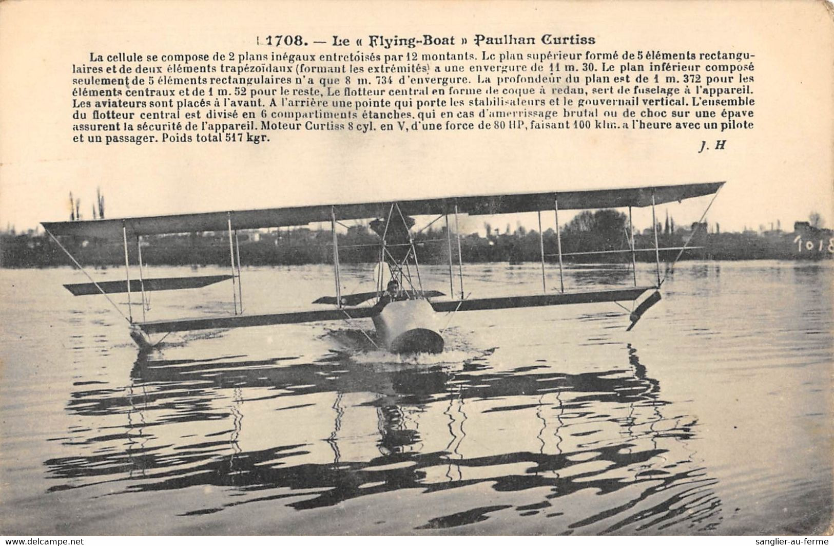 CPA AVIATION LE FLYING BOAT PAULHAN CURTISS - ....-1914: Précurseurs