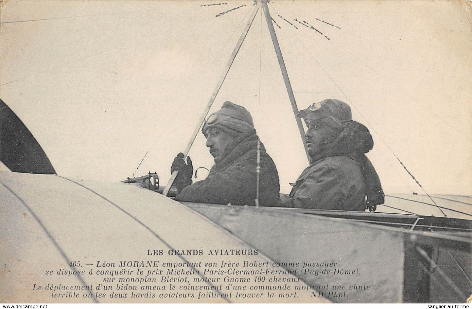 CPA AVIATION LES GRANDS AVIATEURS LEON MORANE EMPORTANT SON FRERE ROBERT COMME PASSAGER - ....-1914: Precursors