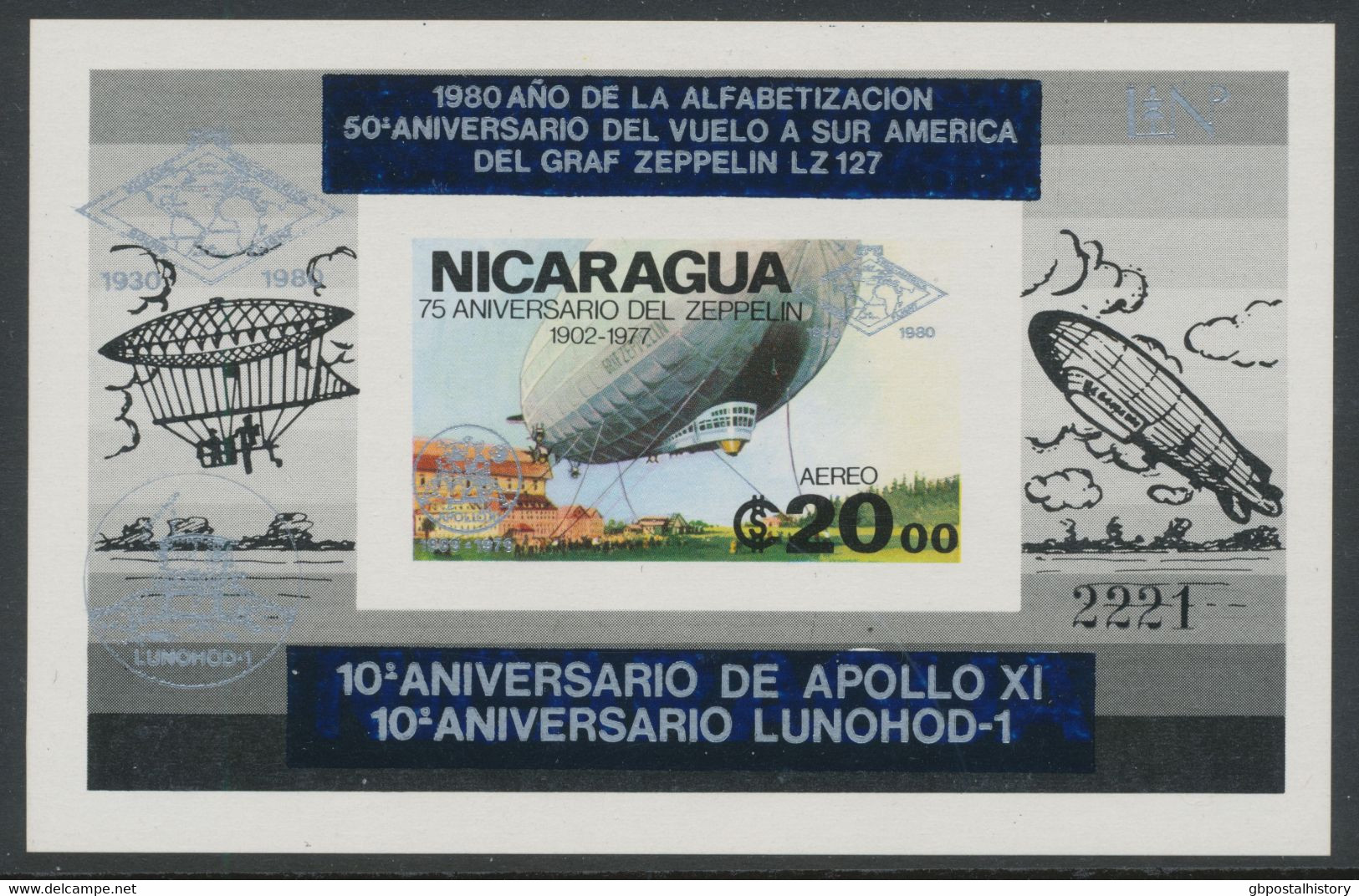 NICARAGUA 1980 Gedenkblock (gezähnt+ungezähnt) 50.Jahrestag Des Südamerikafluges - Nicaragua