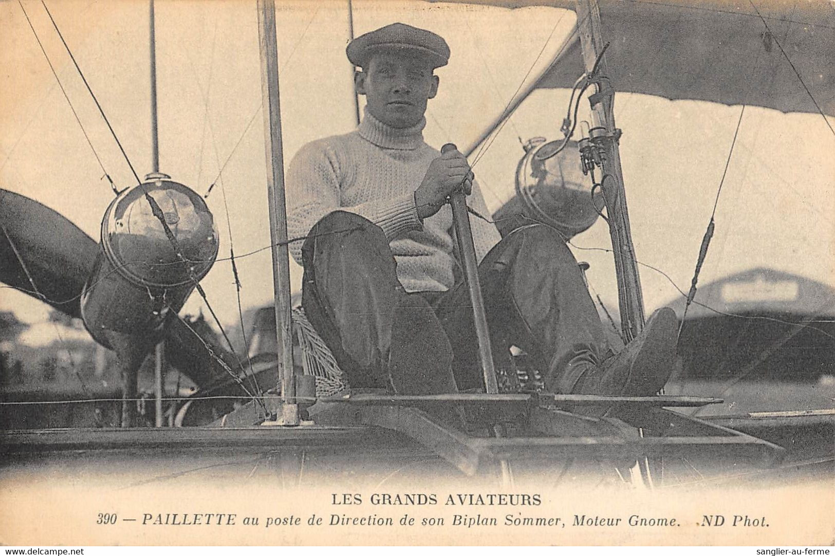 CPA AVIATION LES GRANDS AVIATEURS PAILLETTE AU POSTE DE DIRECTION DE SON BIPLAN SOMMER - ....-1914: Précurseurs