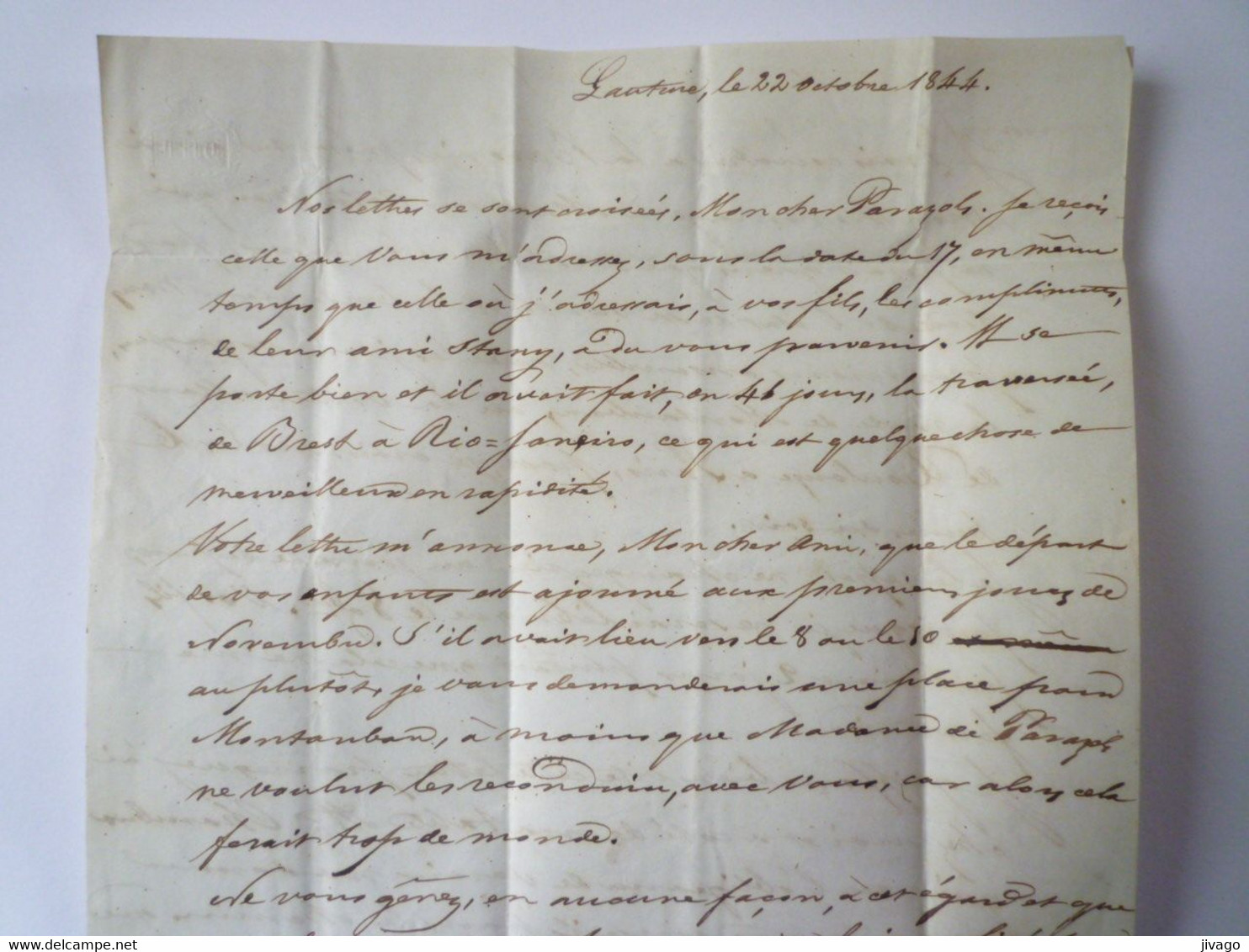 2022 - 557  LETTRE De 1844 Adressée Au BARON De MONTRATIER PARAZOLS à  LA FRANCAISE (82)   XXX - Non Classés