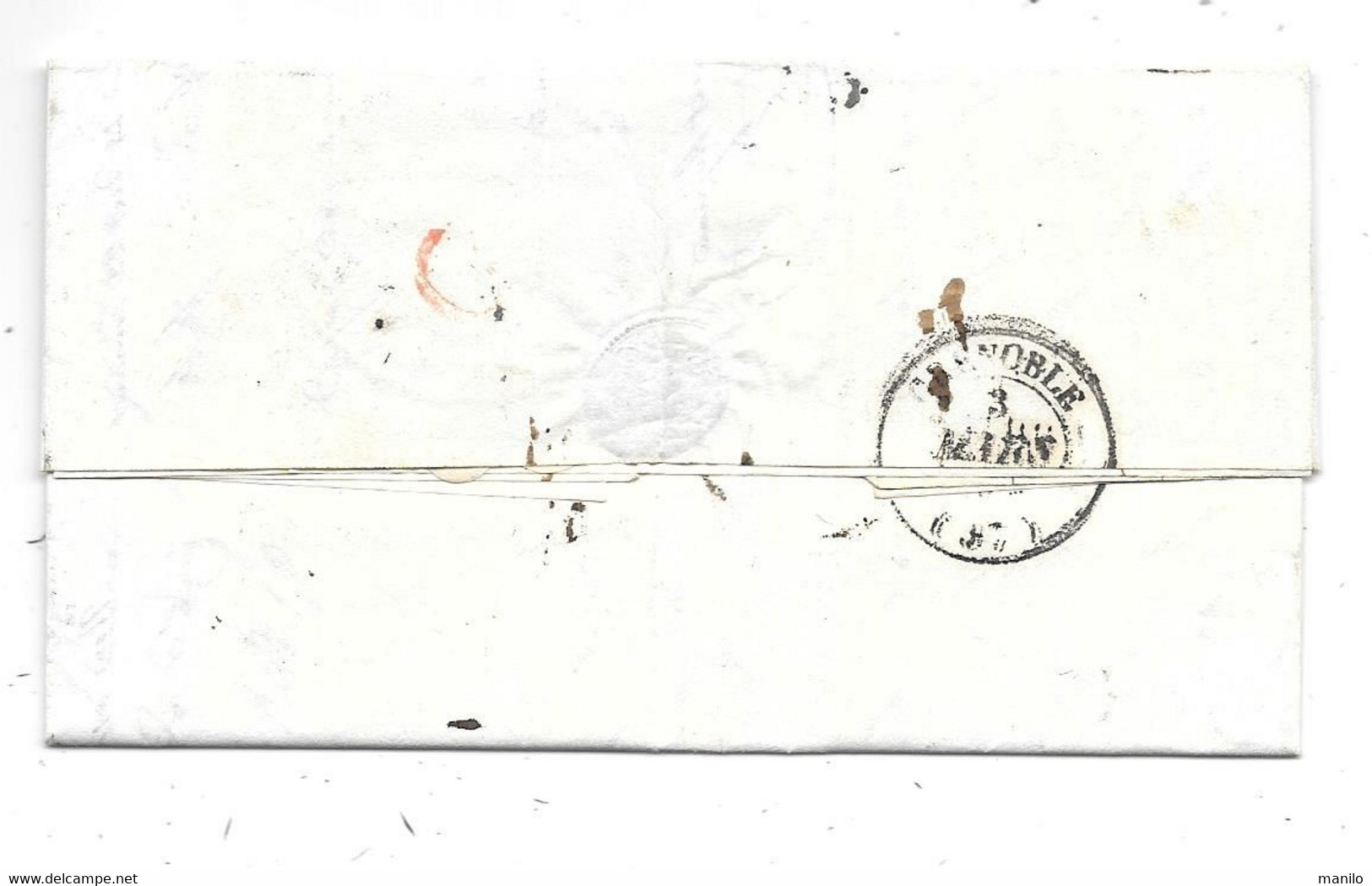 Entrée Type 15 PONT De B.1 -T.S.2 TRANSIT SARD.de ROMA Voie De Terre 1840 CHANOINE CHAMARD GRENOBLE De Prelate A.de RETZ - Entry Postmarks