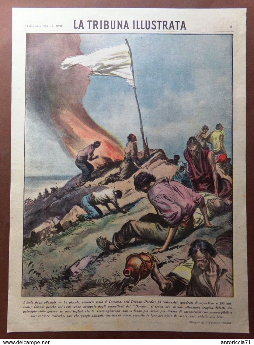 Copertina Tribuna Illustrata Nr. 50 Del 1939 WW2 Fame Su Isola Pitcairn Pacifico - Guerre 1939-45