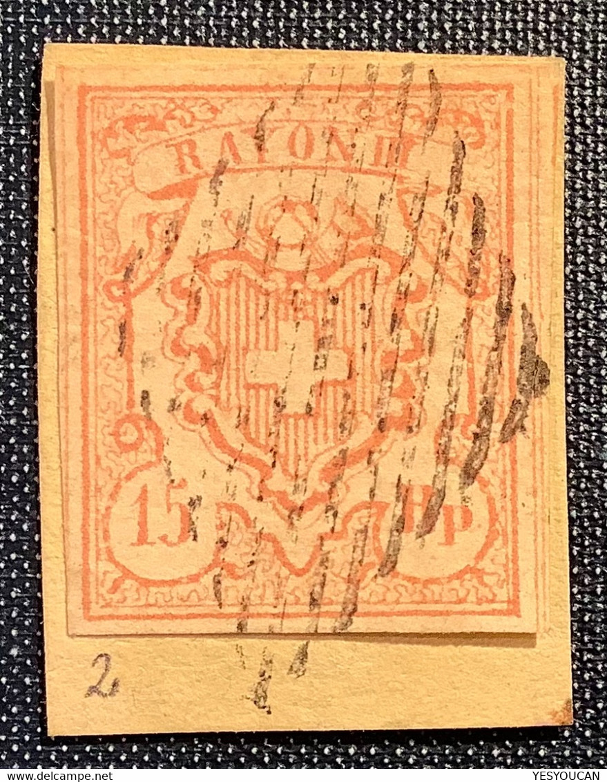 1852 ZNr 20, QUALITÉ SUP: 15 Rp Grands Chiffres Rayon III, Oblit (Schweiz Suisse Switzerland Mi.12 Yvert 23 Sc12 XF Used - 1843-1852 Federale & Kantonnale Postzegels