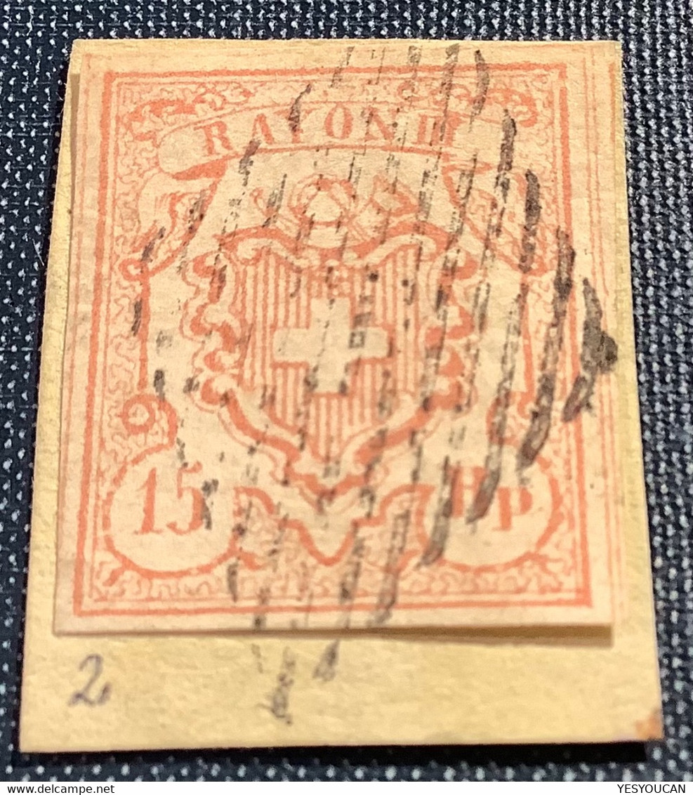 1852 ZNr 20, QUALITÉ SUP: 15 Rp Grands Chiffres Rayon III, Oblit (Schweiz Suisse Switzerland Mi.12 Yvert 23 Sc12 XF Used - 1843-1852 Timbres Cantonaux Et  Fédéraux