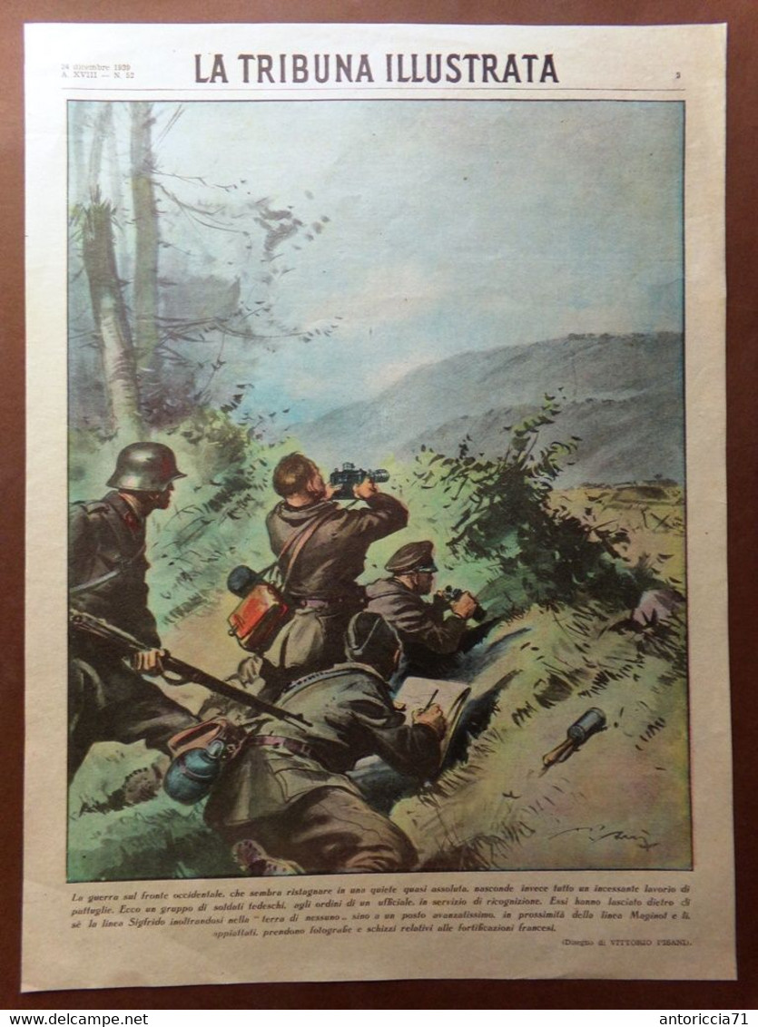 Copertina Tribuna Illustrata Nr. 52 Del 1939 WW2 Linea Sigfrido Maginot Francesi - Weltkrieg 1939-45