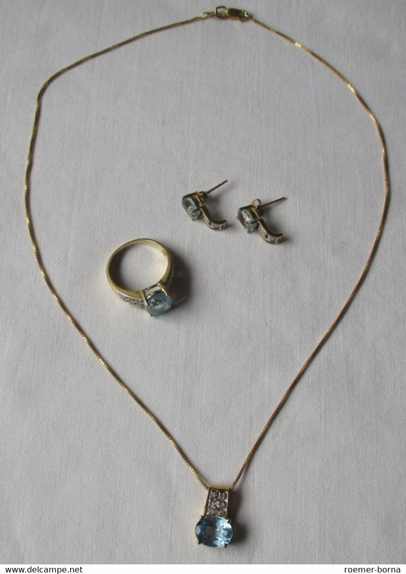 Hochwertiges 585er Gold Schmuck Set Ohrringe, Ring & Halskette (109457) - Sonstige & Ohne Zuordnung