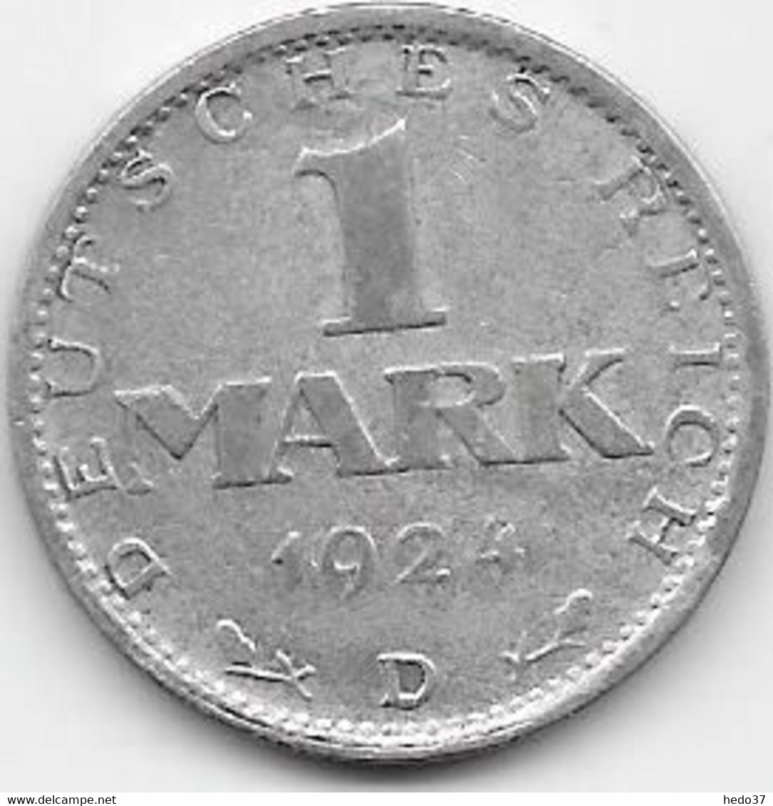 Allemagne - 1 Mark 1924 D - Argent - 1 Mark & 1 Reichsmark