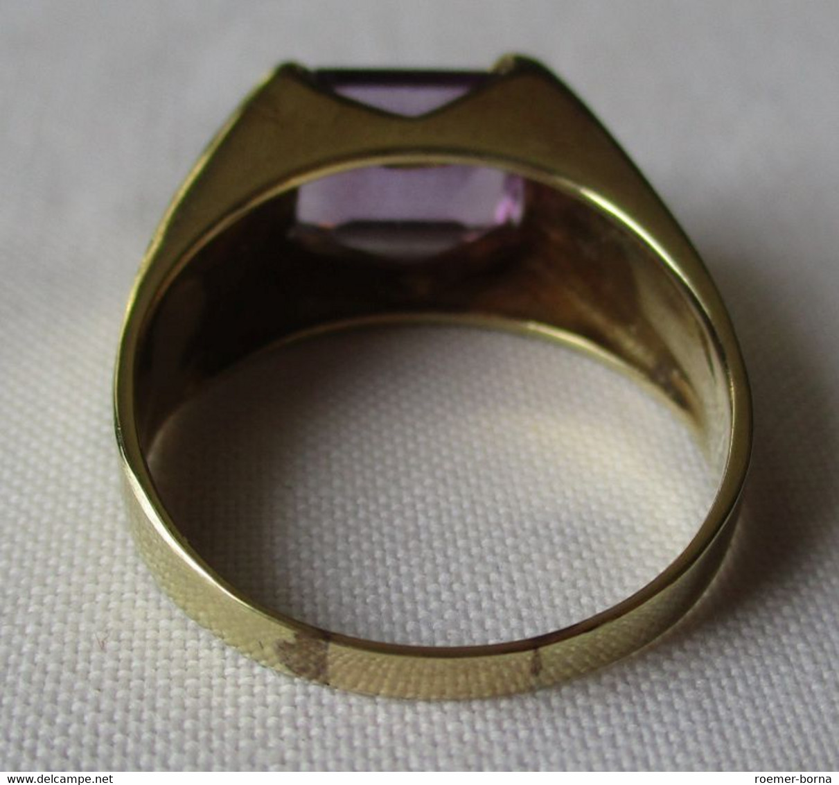 Eleganter 585er Gold Damenring Mit Amethyst Im Baguetteschliff (116618) - Rings