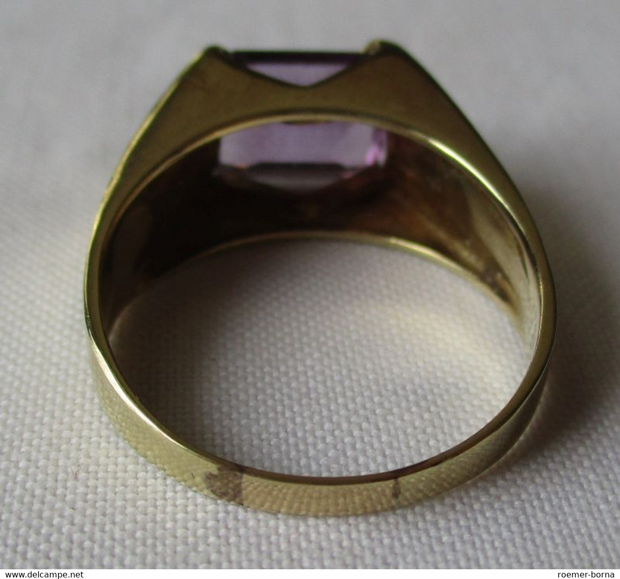 Eleganter 585er Gold Damenring Mit Amethyst Im Baguetteschliff (116618) - Bagues