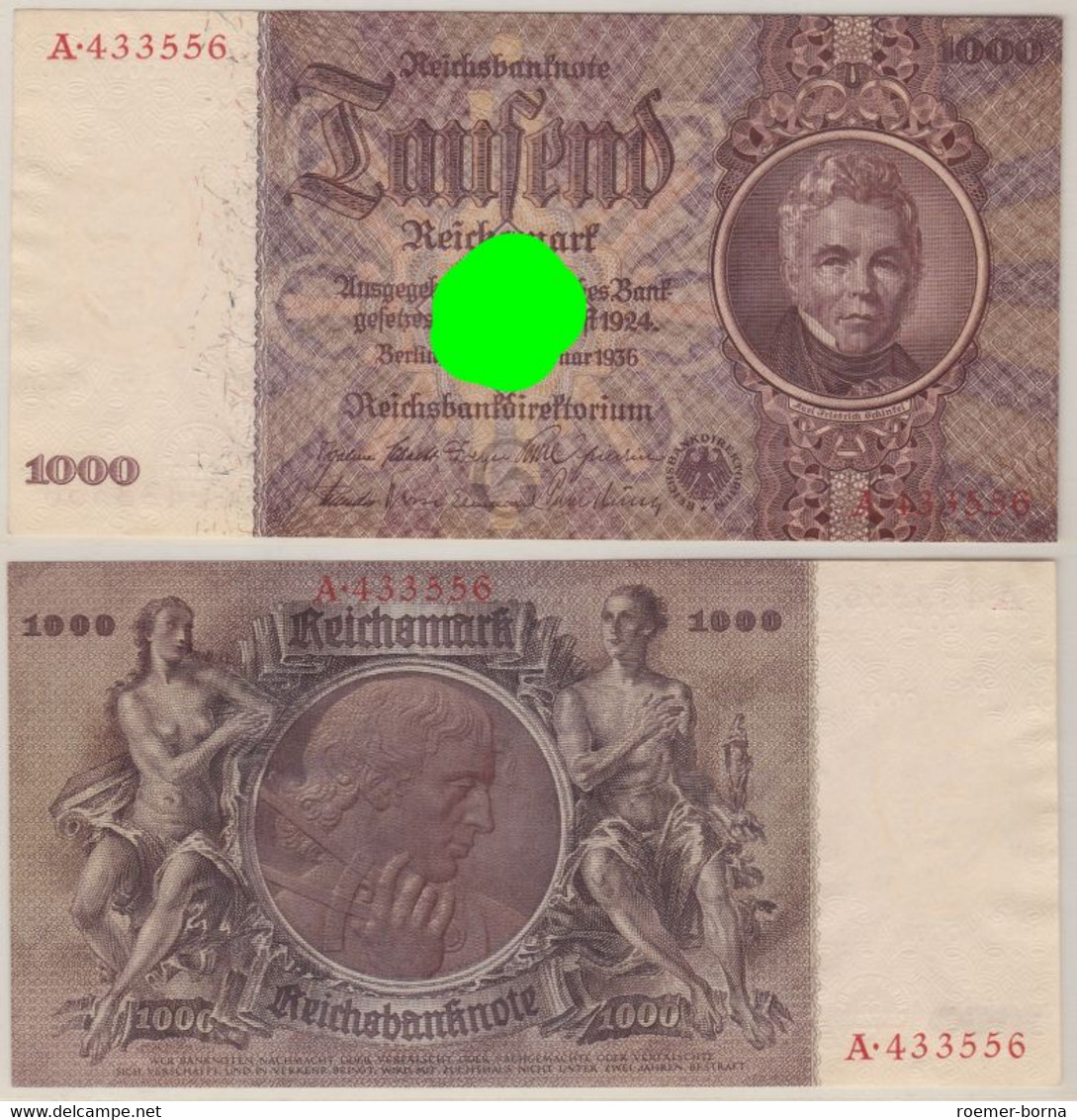 1000 Mark Banknote Deutsches Reich 22.02.1936 Rosenberg 177 A UNC (155710) - Otros & Sin Clasificación