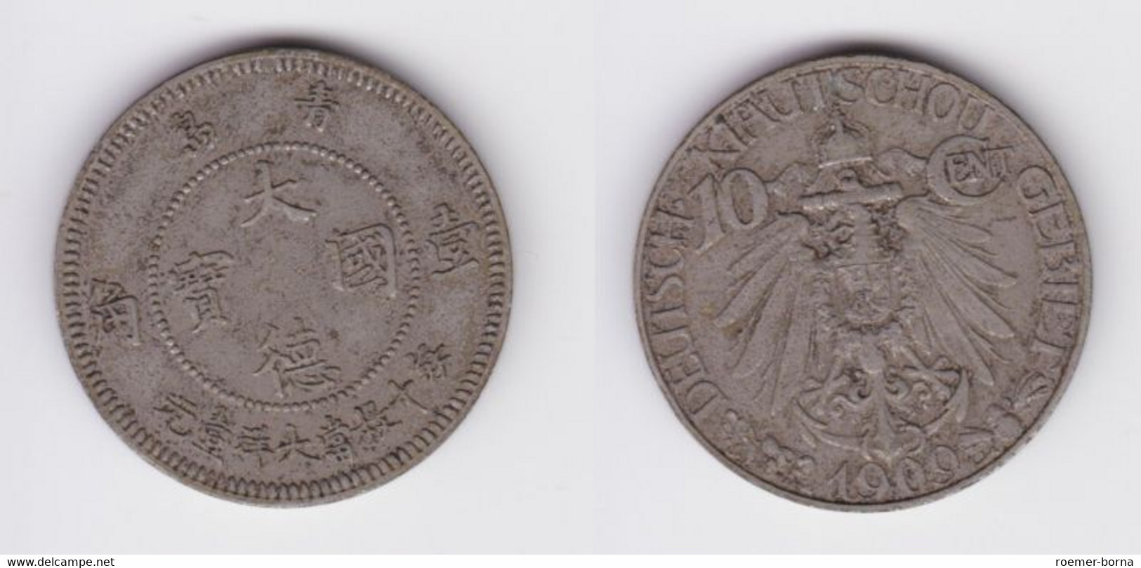 10 Cent Kupfer Nickel Münze Deutsche Kolonie Kiautschou China 1909 Ss/vz(156326) - Kiao Chau